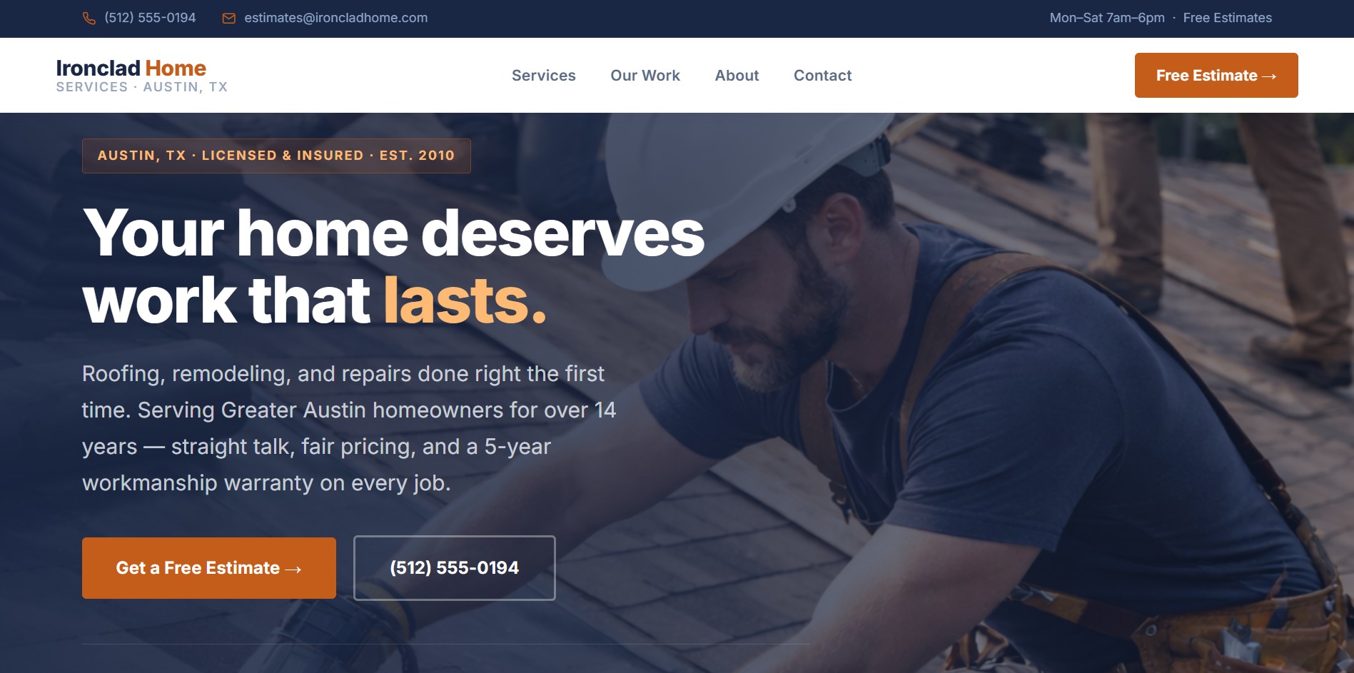 Ironclad Home Services website